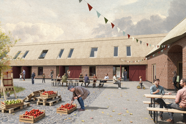 Grafik med hus og gårdsplads